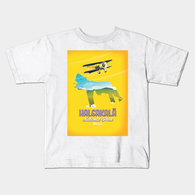 haleakalā national park Hawaii travel poster Kids T-Shirt by nickemporium1